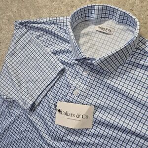 Collars and Co Polo Shirt Mens LT Blue Dress Collar Performance Office Golf New
